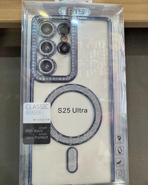 Clear case with glitter magnetic ring for Samsung Galaxy S25 Ultra