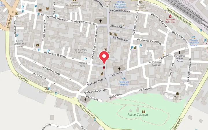 Map of central Novi Ligure showing Phoniamo at Via Girardengo 17